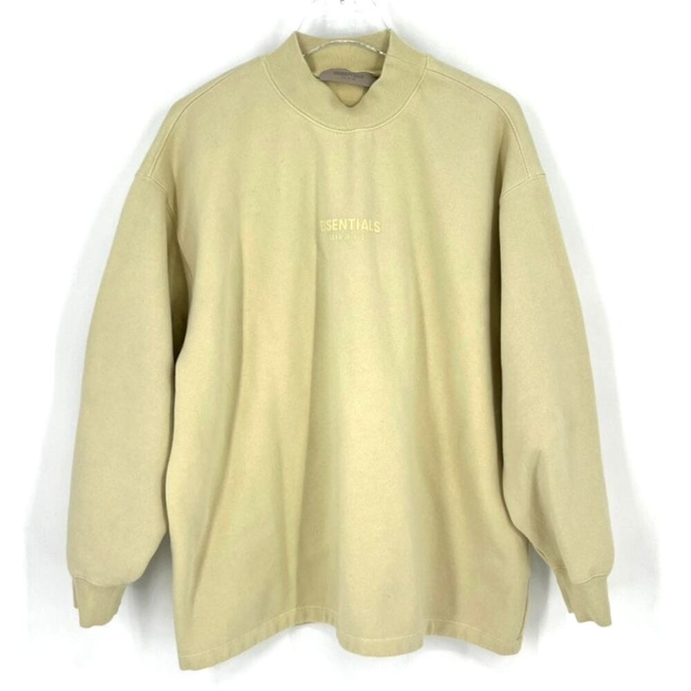 Fear of God Essentials FW21 Pullover Mock Neck Sweatshirt Canary Small Oversized - Picture 2 of 9